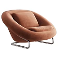 Modern Soft Curved Leather Leisure Chair With Polished Metal Base And Multiple Optional Colors