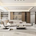 Modern Living and Dining Room Interior Design With Sofa Coffee Table And Wall Decor