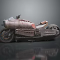 Vintage Industrial Custom Motorcycle With Metallic Body Leather Seat And Retro Design