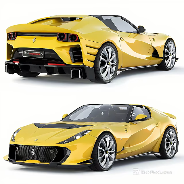 Yellow Luxury Sports Car With Sleek Design And Convertible Top 3d model
