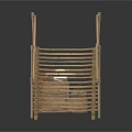 Simple Rustic Wooden Staircase With Handrail And Storage Box 3d model
