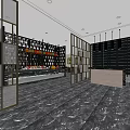 Hotel Lobby Interior With Marble Floor Glass Partitions Reception Desk And Decorative Wall