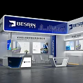 BESRIN Exhibition Booth Featuring City Skyline Backdrop Negotiation Tables Chairs And Display Screens