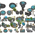 Garden Ornaments Collection With Stone Water Features Plants And Bamboo Decor