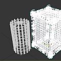 Ornate Wooden Lattice Structures With Frame Design And Two Different Sizes 3d model