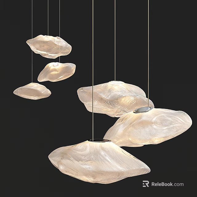 White Translucent Shell Like Pendant Lights With Natural Texture And Soft Glow 3d model