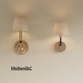Elegant Modern Wall Lamps With Gold Base And Beige Fabric Shades By MolteniC