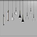 Modern Chandeliers In Various Shapes Star Circular Linear And Cone Illuminated In White Space