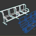 Blue And Black Multi Seat Public Chairs With Metal Frame Design