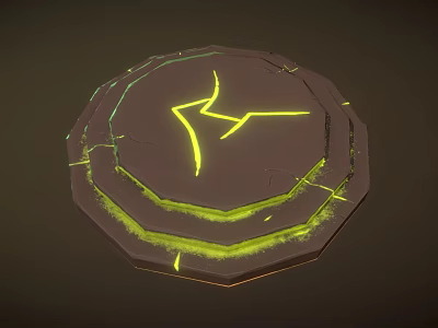 Cartoon Scene Circular Structure With Yellow Lightning Symbol And Glowing Edges On Dark Background 3d model
