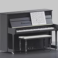Various Styles Pianos In White Black Colors With Stools And Music Sheets