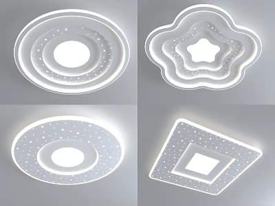 Modern LED Ceiling Lights Round Star Square Shapes With Decorative Dots 3d model