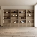 Modern Minimalist Wooden Bookshelf With Open Shelves Books Decorations And Natural Light