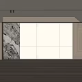 Modern Living Room Interior With Marble Accent Wall And Built in Cabinets