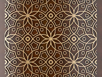 Intricate Wooden Carved Design With Geometric Patterns And Floral Motifs 3d model