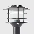 Black Outdoor Garden Light With Spike Base And Grid Shade Structure 3d model