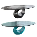 Modern Glass Top Coffee Table With Circular Base In Black And Blue Design