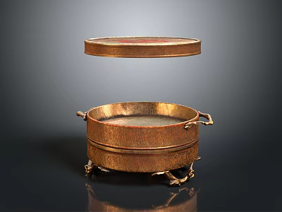 Brass Container With Lid Handles And Decorative Legs For Home Use 3d model