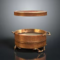 Brass Container With Lid Handles And Decorative Legs For Home Use
