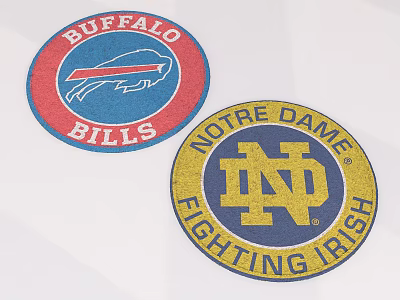 Buffalo Bills and Notre Dame Fighting Irish Logo Badges Featuring Team Emblems 3d model