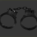 Metal Handcuffs With Connected Chain Against Dark Background Showing Metallic Texture 3d model