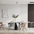Modern Dining Table and Chair Combination Home 3d model
