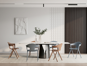 Modern Dining Table and Chair Combination Home 3d model