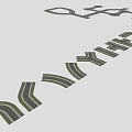 Urban Road Intersection With Green Belts Lane Markings And Asphalt Pavement