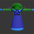 Cute Blue Spotted Giraffe Game Movie Character With Long Neck Green Shirt And Orange Pants
