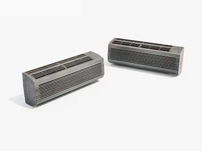 Two Modern Gray Air Conditioner Fans Featuring Grille Design And Sleek Structure 3d model