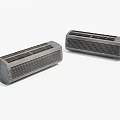 Two Modern Gray Air Conditioner Fans Featuring Grille Design And Sleek Structure