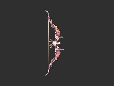 Elegant Decorative Bow Weapon With Feather Accents And Ornate Patterns 3d model