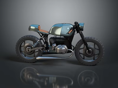 Vintage Teal Motorcycle With Leather Seat And Streamlined Metal Body Design 3d model