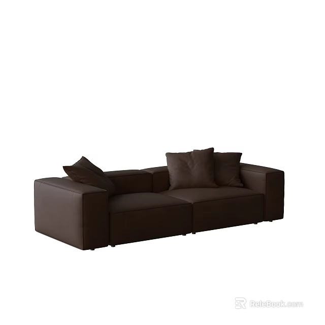 Modern Brown Sectional Sofa With Comfortable Cushions And Contemporary Sleek Design 3d model