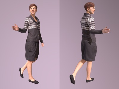 female white-collar working lady standing lady 3d model