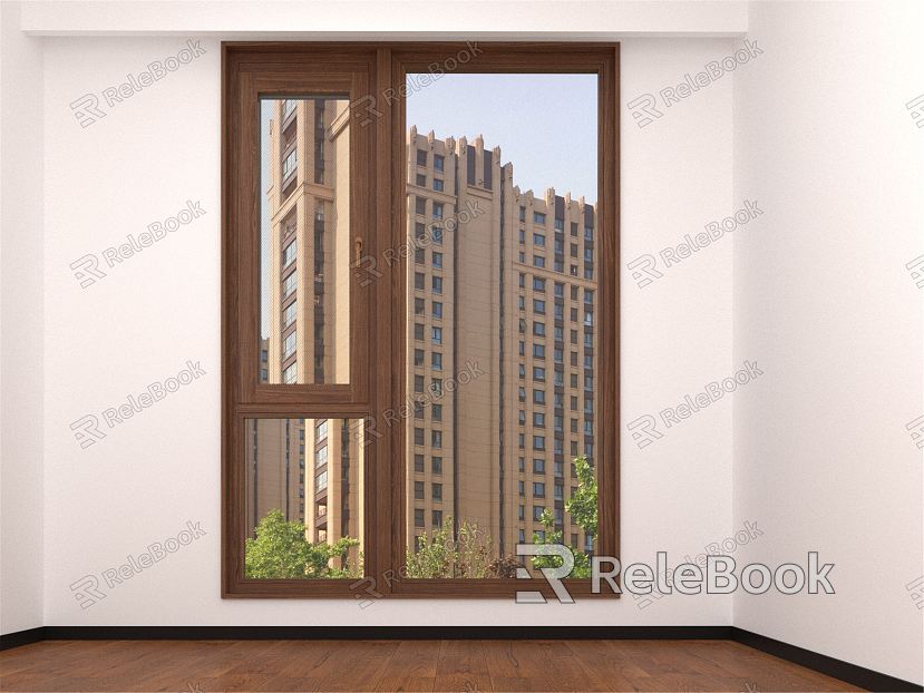 New Chinese casement window black walnut window cover model