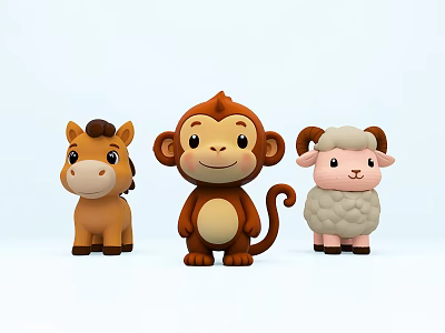Cute Cartoon Reptile Figurines Set With Friendly Expressions And Colorful Details 3d model