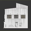 Modern Commercial Complex With Red Roof White Exterior Windows And Roller Shutter Entrance