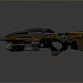 Futuristic Sci Fi Weapon Design With Brown Black Body And Red Glowing Elements