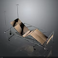 Adjustable Hospital Bed With Metal Frame Wheels Wooden Bed Board And IV Poles