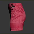 Chic Pink Fashion Skirt With Black Diagonal Lacing Detail And Comfortable Fit