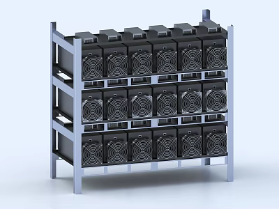 Industrial Equipment Storage System With Metal Rack Multiple Layers And Black Units 3d model