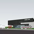 Modern Sales Office Building With Water Feature Greenery White Lattice And Wooden Structure