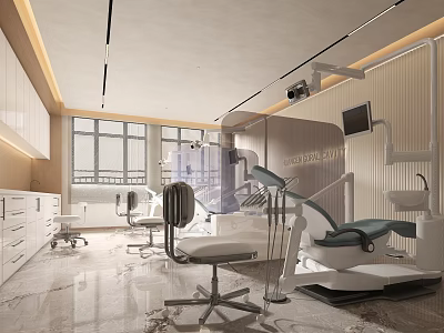 Modern Dental Clinic Interior Design With Treatment Chairs And Cabinets 3d model