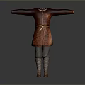 Brown Robe Outfit With Belt Open Sleeves Gray Pants And Brown Boots Mannequin