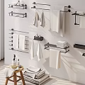 Minimalist Modern Bathroom Wall Storage Rack With Towel Bars Shelves And Towels