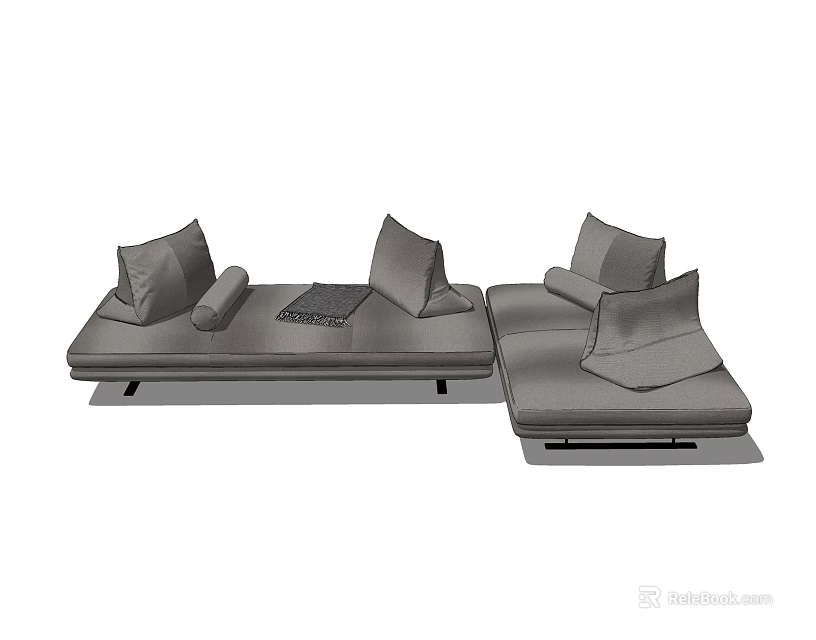 Modern Gray L Shaped Sectional Sofa With Plush Cushions And Comfortable Design 3d model