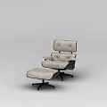 Tech Exhibition Hall Modern Upholstered Chair With Ottoman And Black Base