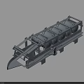 Industrial Processing Equipment 3D Model With Multi Unit Mechanical Frame And Support Legs