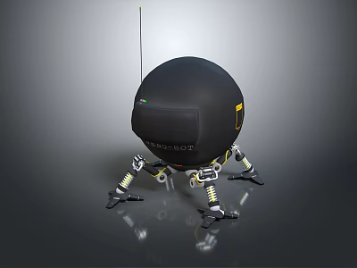 Black Sphere Robot With Spider Like Legs And Antenna Mechanical Design 3d model